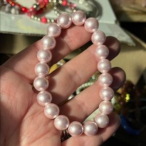 Pink Pearl Stretch Bracelet - Elegant Women's Jewelry 1335